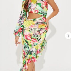 Vibrant Floral One-Shoulder Dress